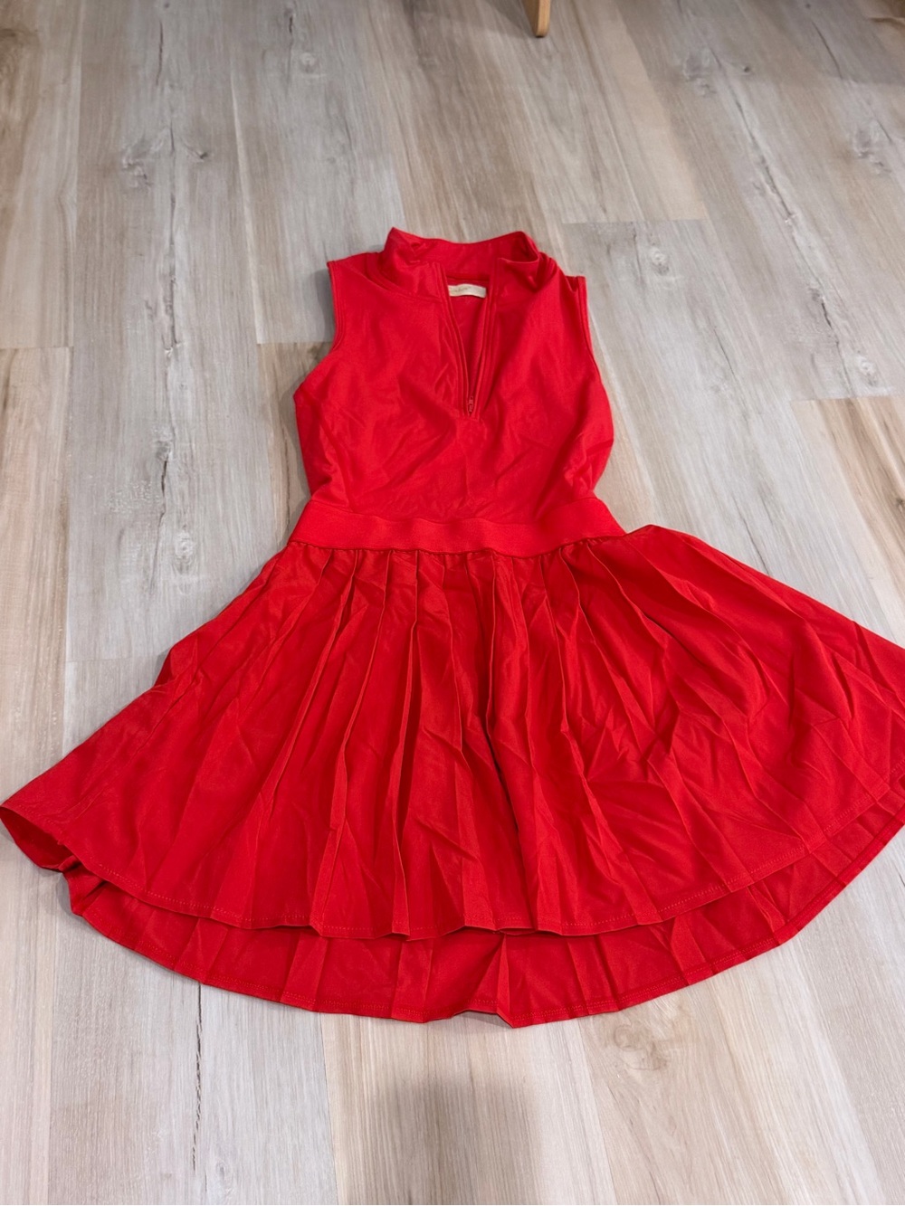 Girls Red Sleeveless Fit-and-Flare Dress